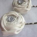 Ivory Silk Rosebud Bridal Hair Clip