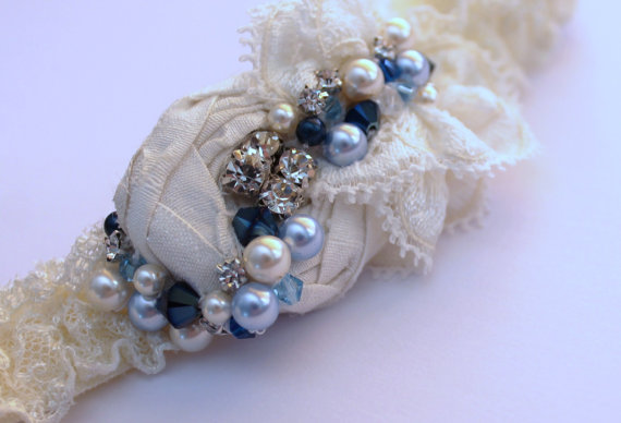 Ivory Garter Set / Bridal Garter - Something Blue - Luxury 'phoebe' Wedding Garter - 2013 Collection - Introductory 40% Off